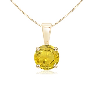 6mm AAA Classic Round Yellow Sapphire Solitaire Pendant in Yellow Gold