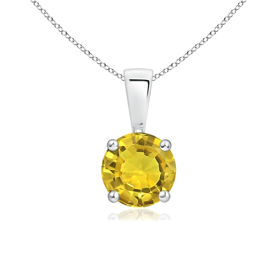 6mm AAAA Classic Prong-Set Round Yellow Sapphire Solitaire Pendant in P950 Platinum 