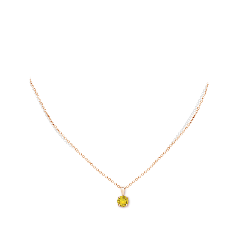 6mm AAAA Classic Prong-Set Round Yellow Sapphire Solitaire Pendant in Rose Gold pen