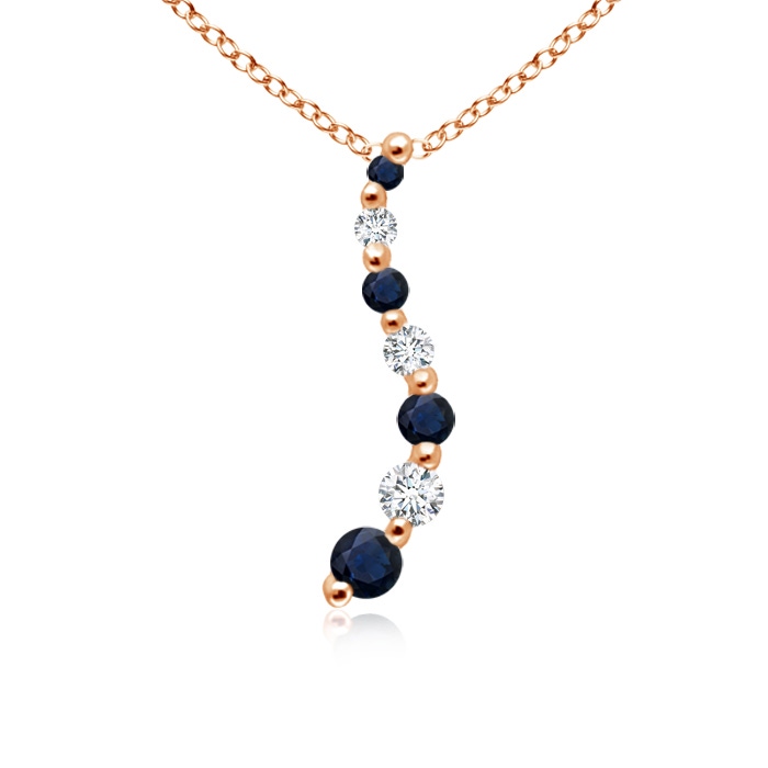 3.2mm A Sapphire and Diamond Curved Journey Pendant in Rose Gold 