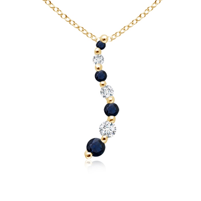 3.2mm A Sapphire and Diamond Curved Journey Pendant in Yellow Gold 
