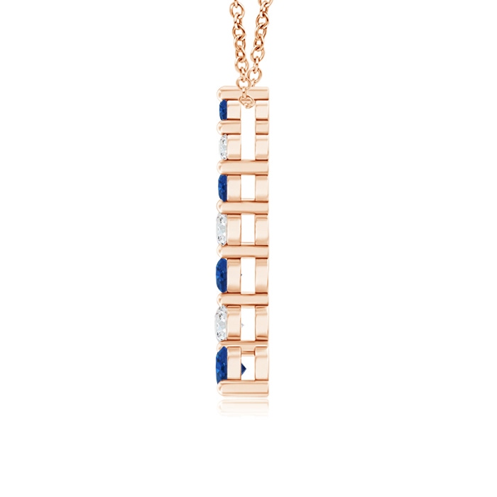 3.2mm AAA Sapphire and Diamond Curved Journey Pendant in Rose Gold product image