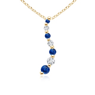 3.2mm AAA Sapphire and Diamond Curved Journey Pendant in Yellow Gold