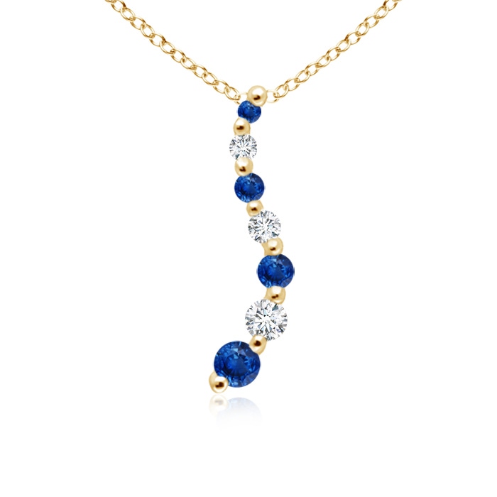 3.2mm AAA Sapphire and Diamond Curved Journey Pendant in Yellow Gold 