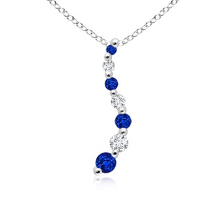 3.2mm AAAA Sapphire and Diamond Curved Journey Pendant in 9K White Gold