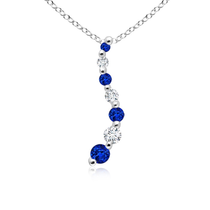 3.2mm AAAA Sapphire and Diamond Curved Journey Pendant in P950 Platinum