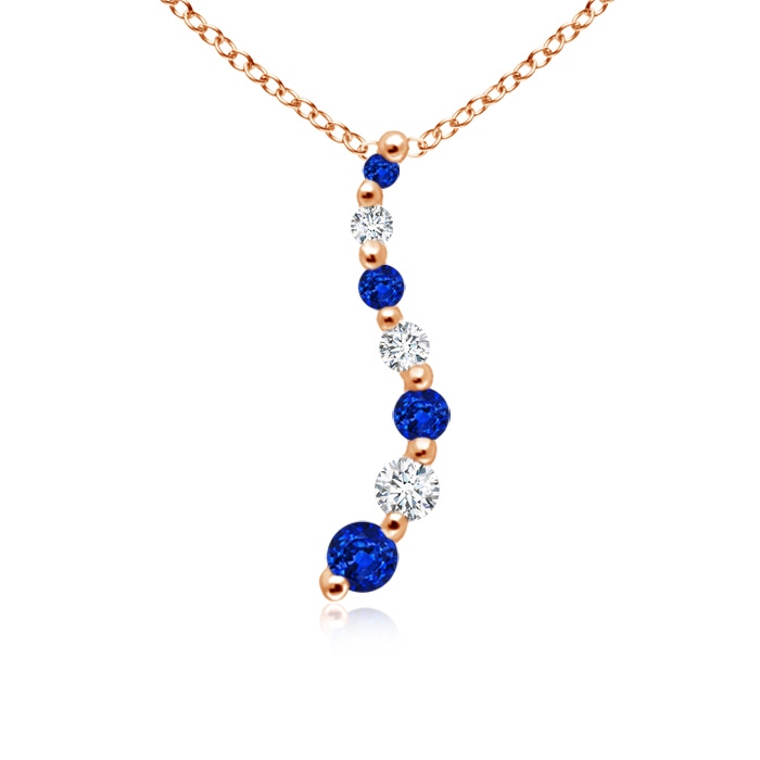 3.2mm AAAA Sapphire and Diamond Curved Journey Pendant in Rose Gold