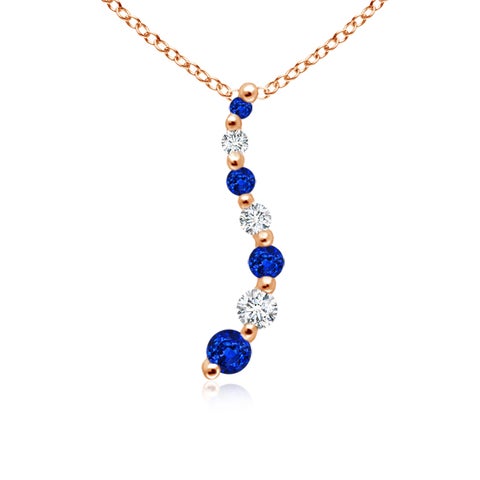3.2mm AAAA Sapphire and Diamond Curved Journey Pendant in Rose Gold