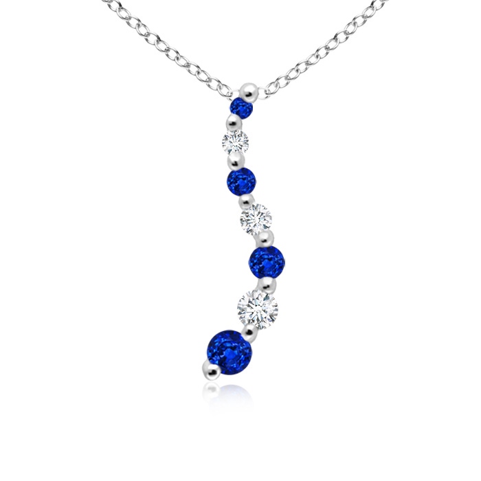 3.2mm AAAA Sapphire and Diamond Curved Journey Pendant in White Gold 