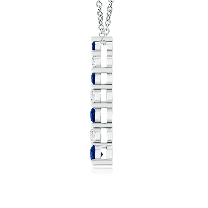 3.2mm AAAA Sapphire and Diamond Curved Journey Pendant in White Gold product image