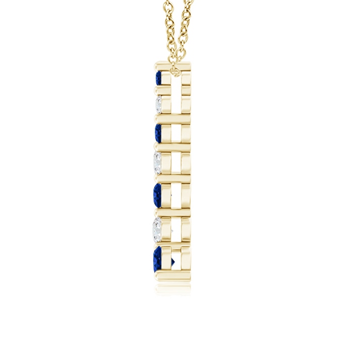 3.2mm AAAA Sapphire and Diamond Curved Journey Pendant in Yellow Gold product image