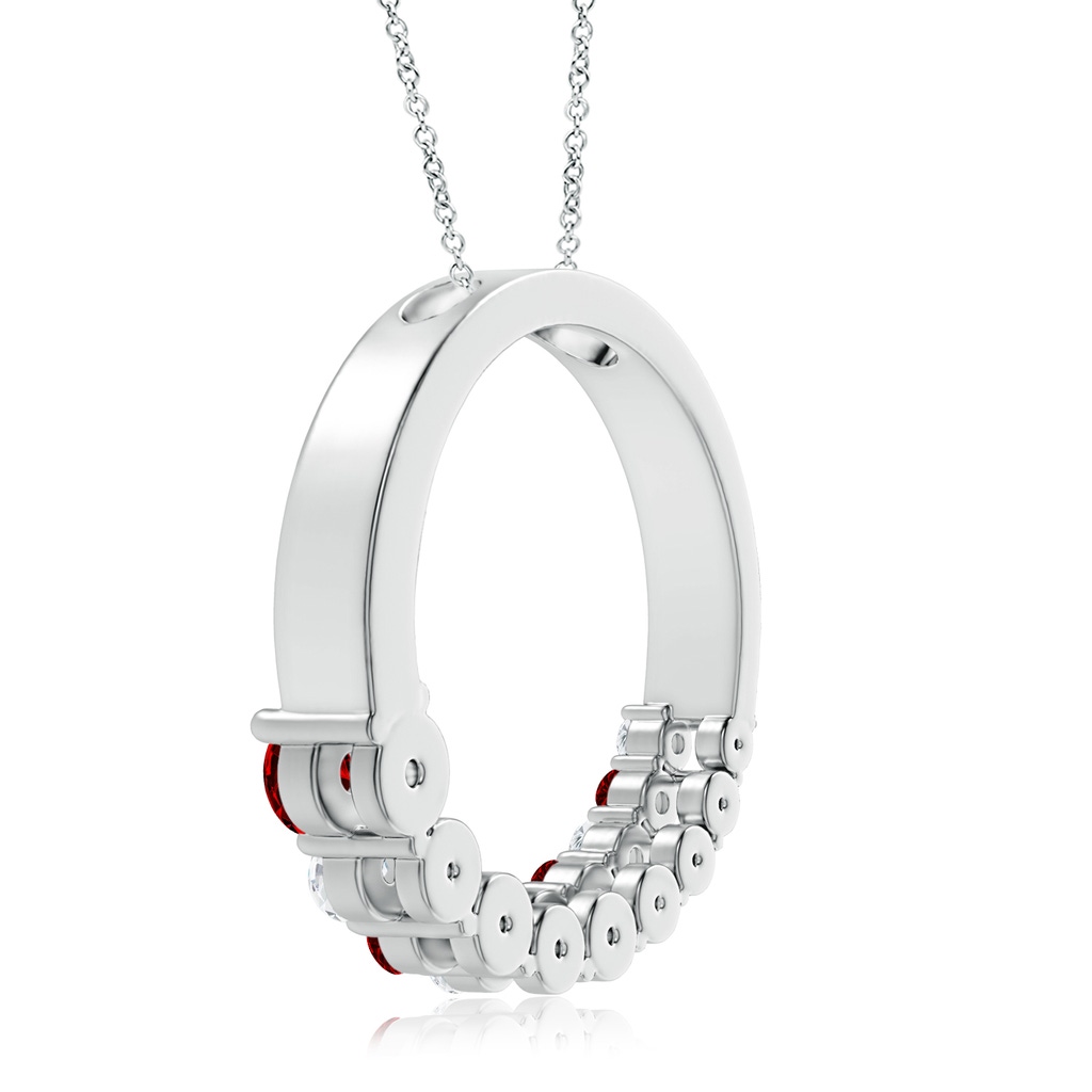 3.2mm AAAA Ruby and Diamond Circle Journey Pendant in P950 Platinum Product Image