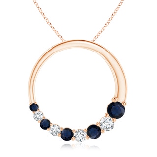 3.2mm A Blue Sapphire and Diamond Circle Journey Pendant in Rose Gold