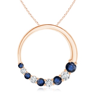 3.2mm AA Blue Sapphire and Diamond Circle Journey Pendant in 10K Rose Gold