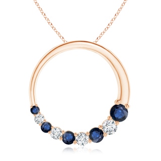 3.2mm AA Blue Sapphire and Diamond Circle Journey Pendant in Rose Gold