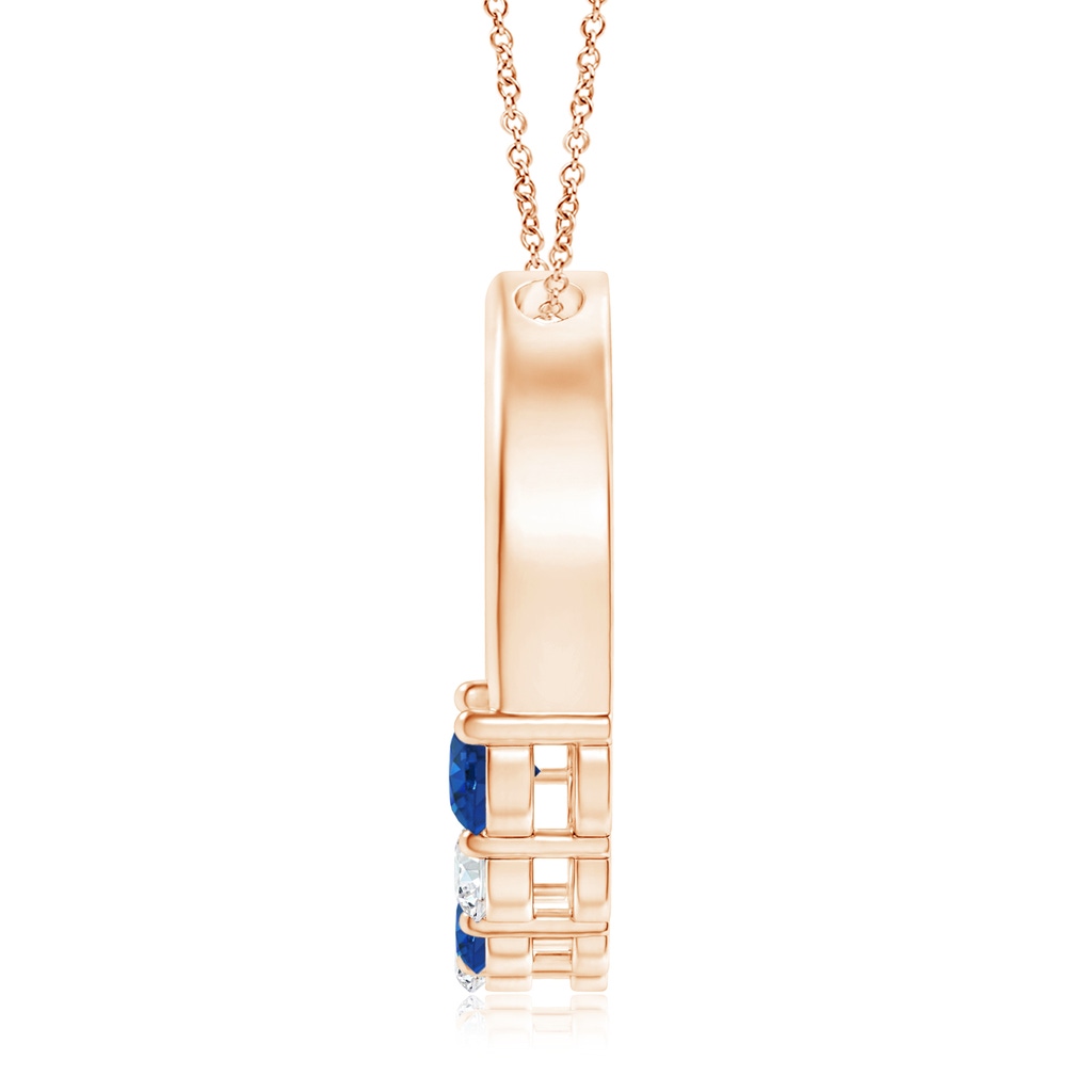 3.2mm AAA Blue Sapphire and Diamond Circle Journey Pendant in 10K Rose Gold Product Image