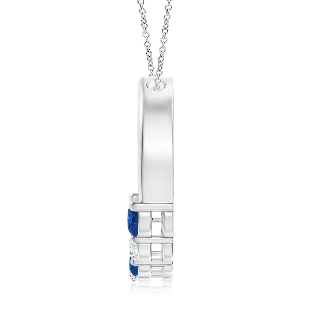 3.2mm AAA Blue Sapphire and Diamond Circle Journey Pendant in White Gold Product Image