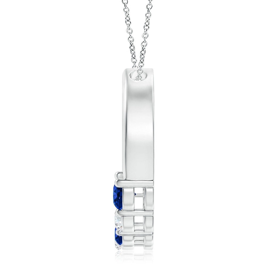 3.2mm AAAA Blue Sapphire and Diamond Circle Journey Pendant in White Gold product image