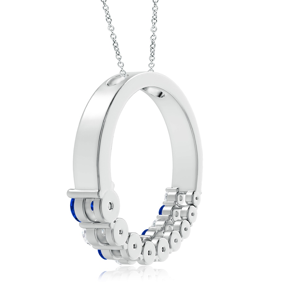 3.2mm AAAA Blue Sapphire and Diamond Circle Journey Pendant in White Gold product image