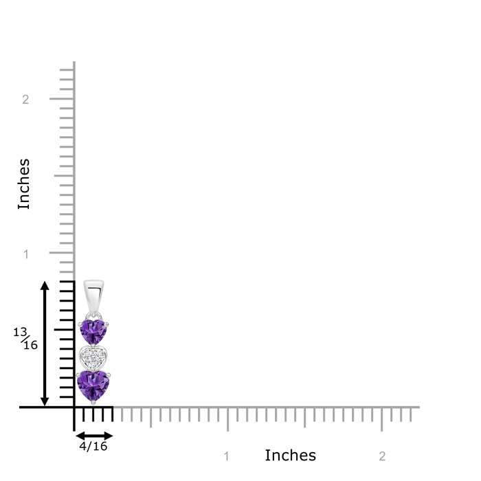 5mm AAAA Dangling Amethyst and Diamond Triple Heart Pendant in S999 Silver product image