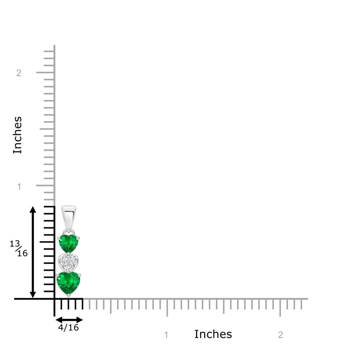 5mm AAA Dangling Emerald and Diamond Triple Heart Pendant in S999 Silver product image