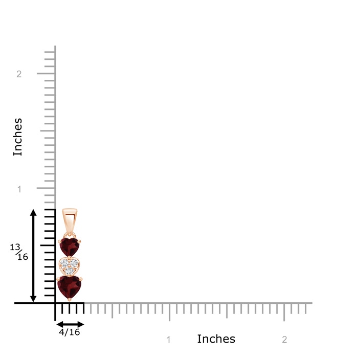 5mm A Dangling Garnet and Diamond Triple Heart Pendant in Rose Gold product image