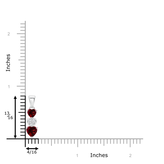 5mm AAAA Dangling Garnet and Diamond Triple Heart Pendant in P950 Platinum product image
