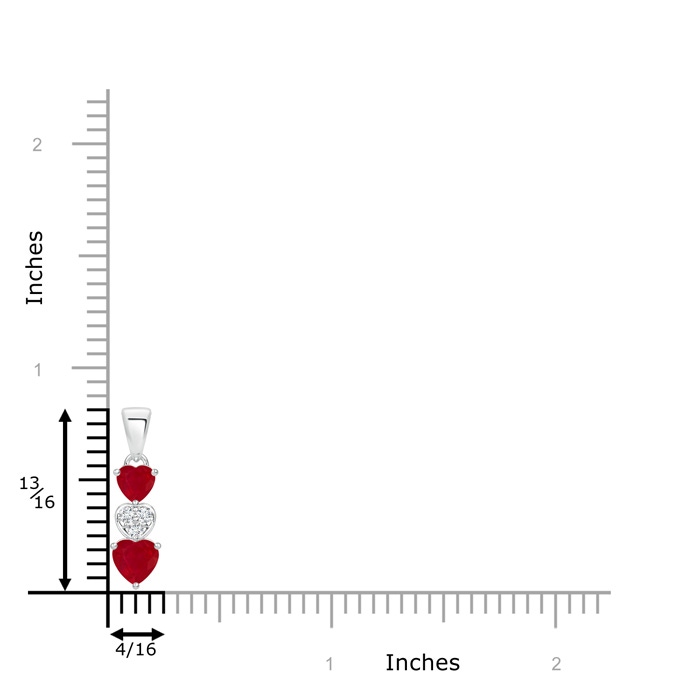 5mm AA Dangling Ruby and Diamond Triple Heart Pendant in P950 Platinum product image