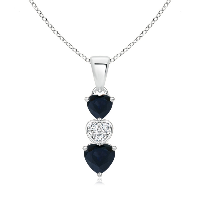 5mm A Dangling Blue Sapphire and Diamond Triple Heart Pendant in P950 Platinum 