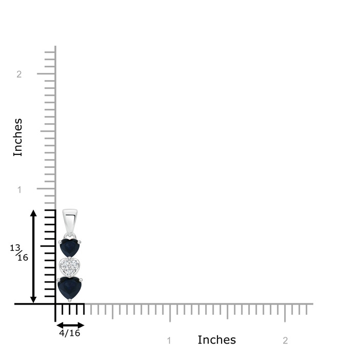 5mm A Dangling Blue Sapphire and Diamond Triple Heart Pendant in P950 Platinum product image