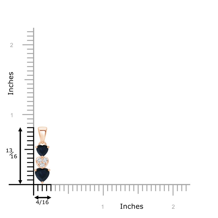 5mm A Dangling Blue Sapphire and Diamond Triple Heart Pendant in Rose Gold product image