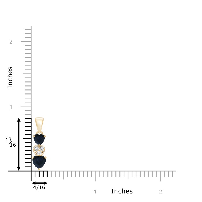 5mm A Dangling Blue Sapphire and Diamond Triple Heart Pendant in Yellow Gold product image