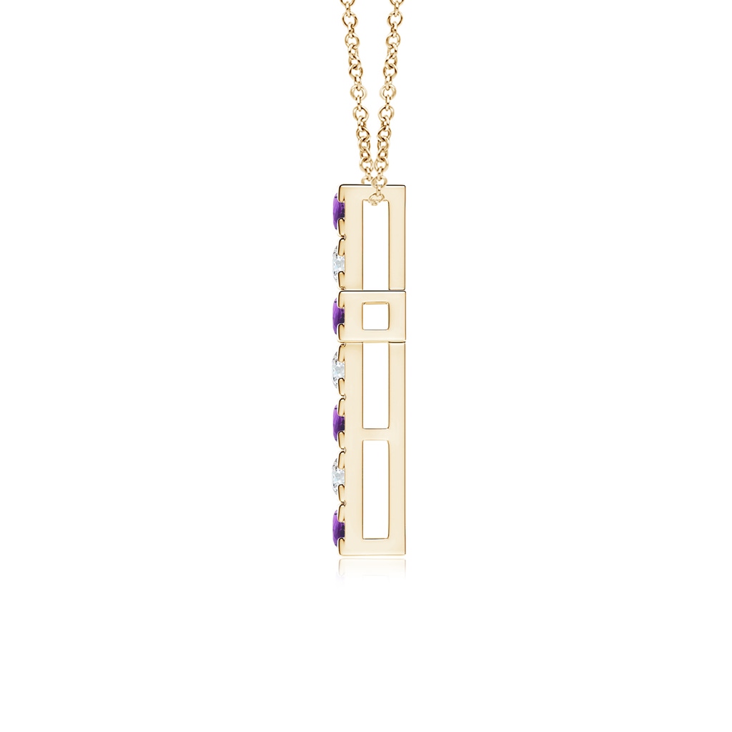 2.5mm AAA Flat Prong-Set Amethyst and Diamond Cross Pendant in Yellow Gold - side 199