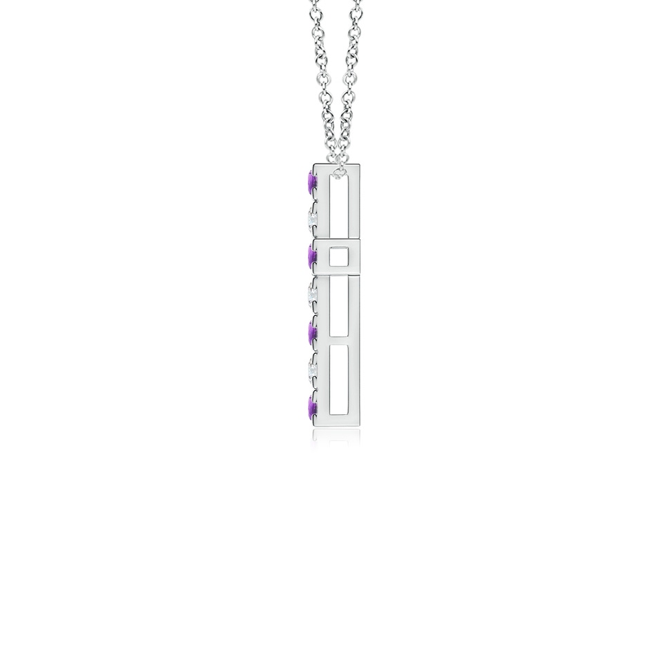 2mm AA Flat Prong-Set Amethyst and Diamond Cross Pendant in White Gold side 199