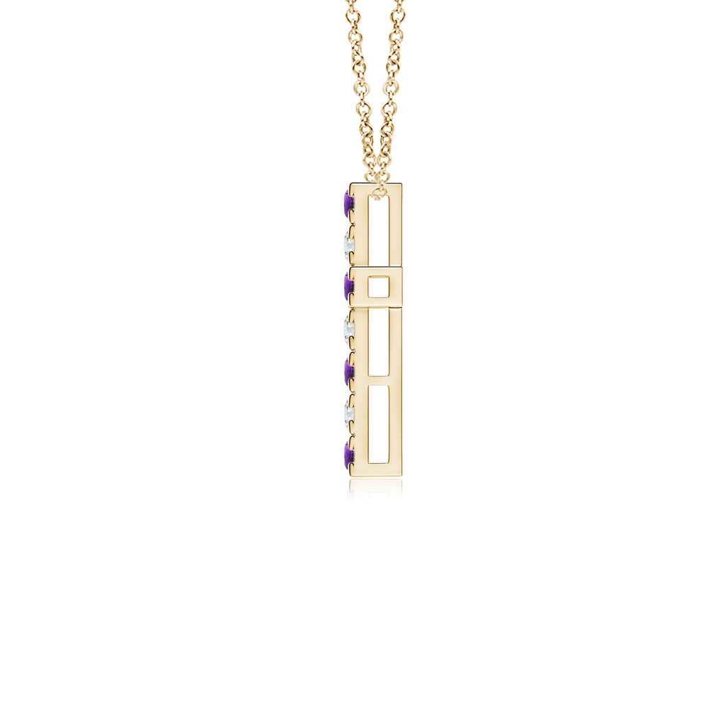 2mm AAAA Flat Prong-Set Amethyst and Diamond Cross Pendant in 18K Yellow Gold - side 199