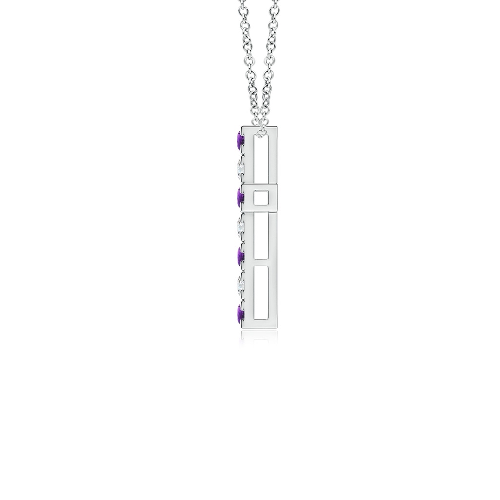 2mm AAAA Flat Prong-Set Amethyst and Diamond Cross Pendant in P950 Platinum - side 199