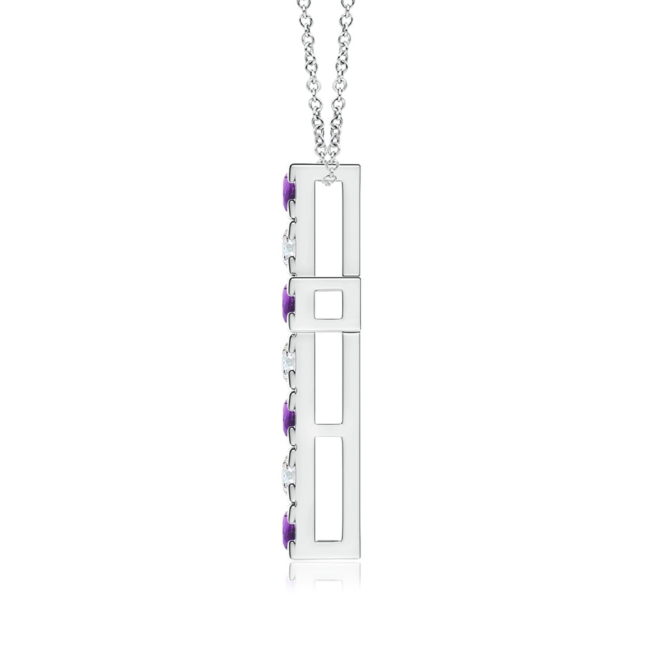 3mm AAA Flat Prong-Set Amethyst and Diamond Cross Pendant in White Gold side 199