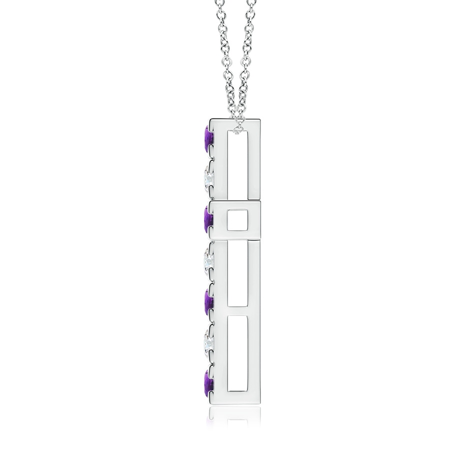 3mm AAAA Flat Prong-Set Amethyst and Diamond Cross Pendant in White Gold side 199