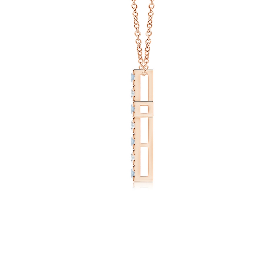 2mm A Flat Prong-Set Aquamarine and Diamond Cross Pendant in 9K Rose Gold side 199