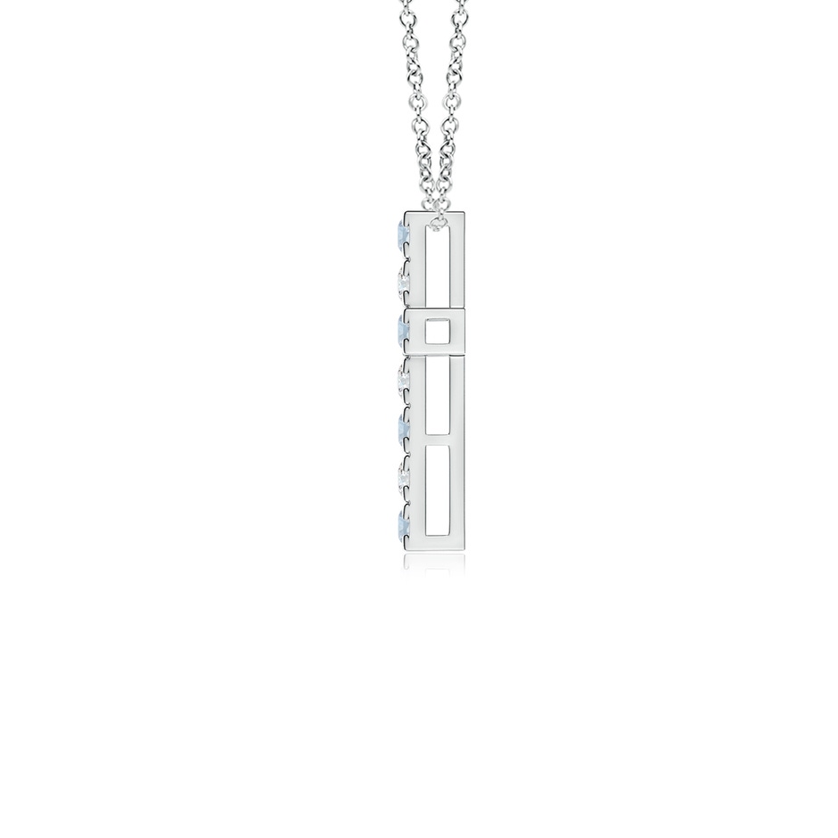 2mm A Flat Prong-Set Aquamarine and Diamond Cross Pendant in P950 Platinum side 199