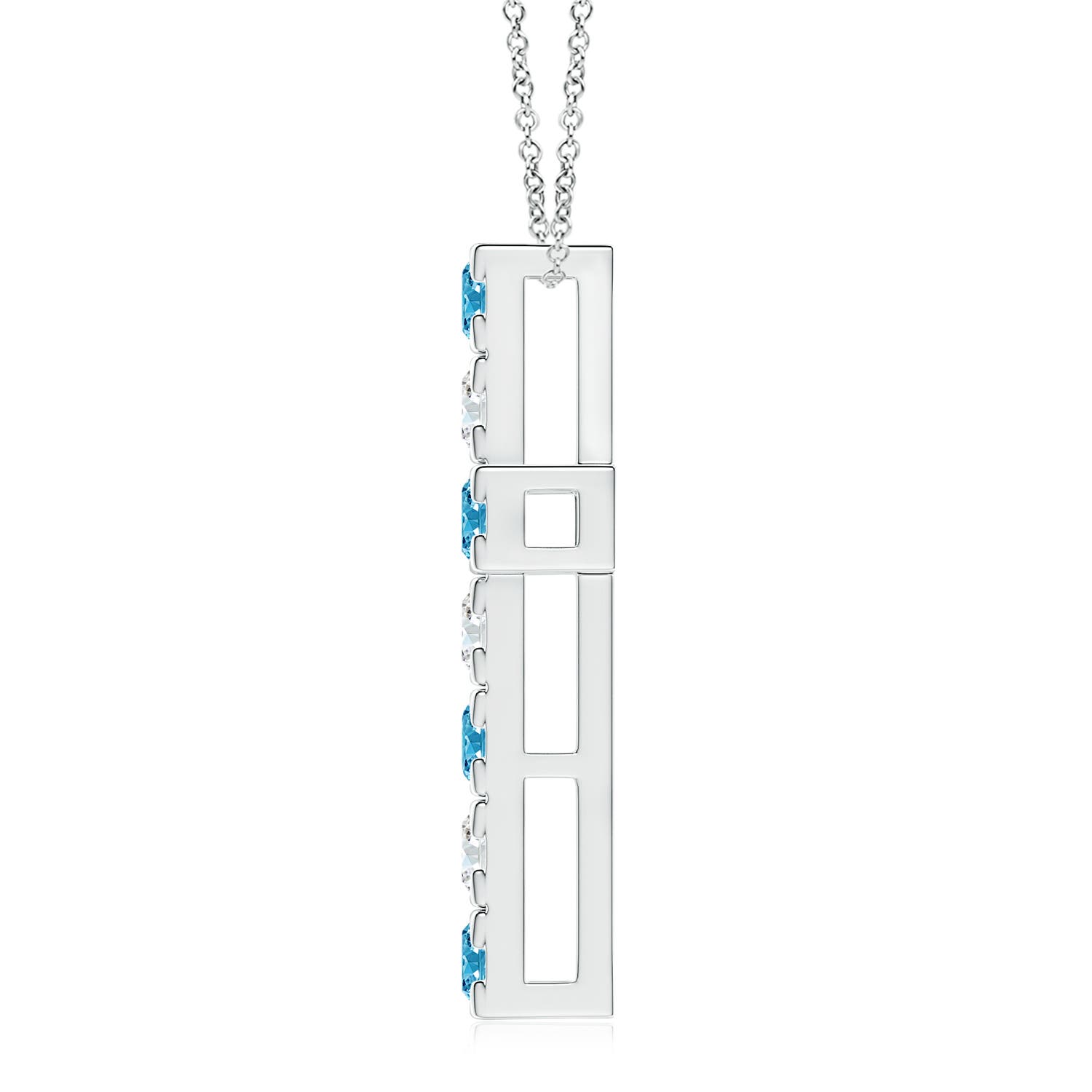 3.5mm AAAA Flat Prong-Set Fancy Intense Blue Diamond Cross Pendant in 18K White Gold