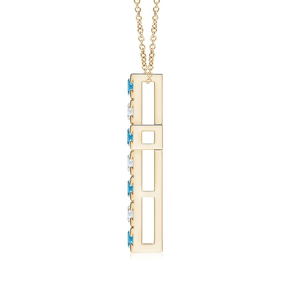 3mm AAAA Flat Prong-Set Fancy Intense Blue Diamond Cross Pendant in Yellow Gold - side 199