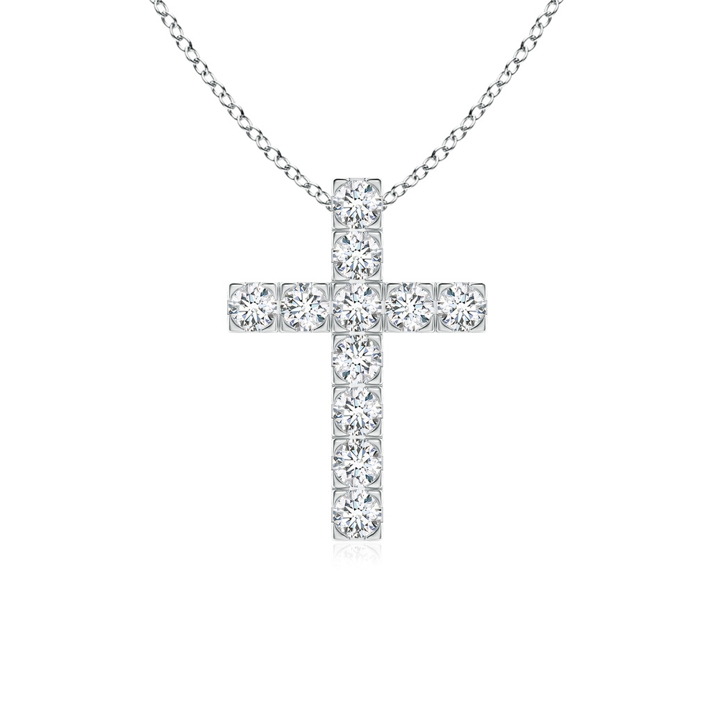 2.5mm GVS2 Flat Prong-Set Diamond Cross Pendant in P950 Platinum