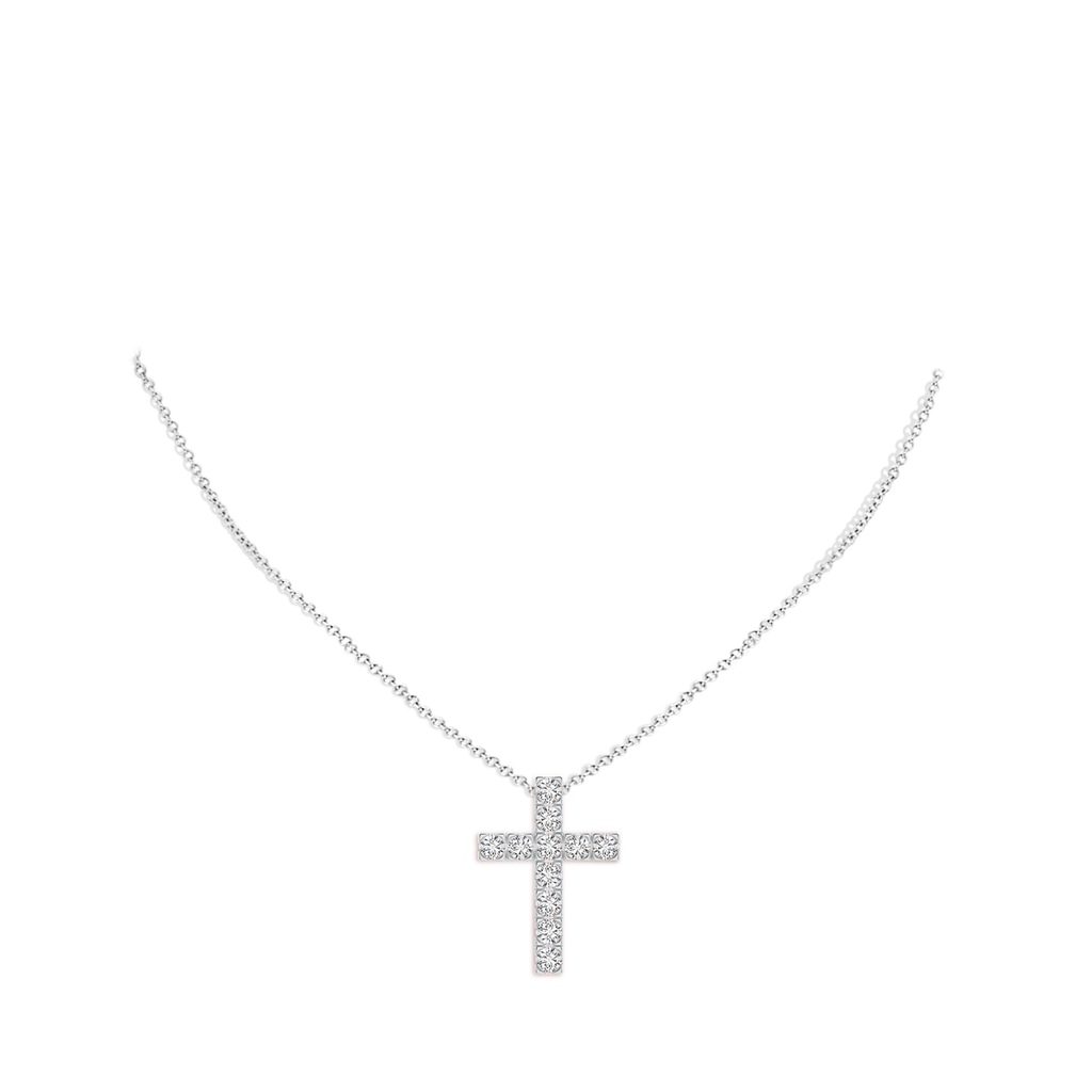 2.5mm HSI2 Flat Prong-Set Diamond Cross Pendant in White Gold pen