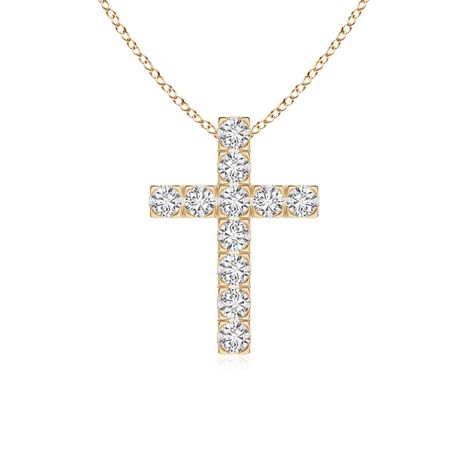 2.5mm HSI2 Flat Prong-Set Diamond Cross Pendant in Yellow Gold 