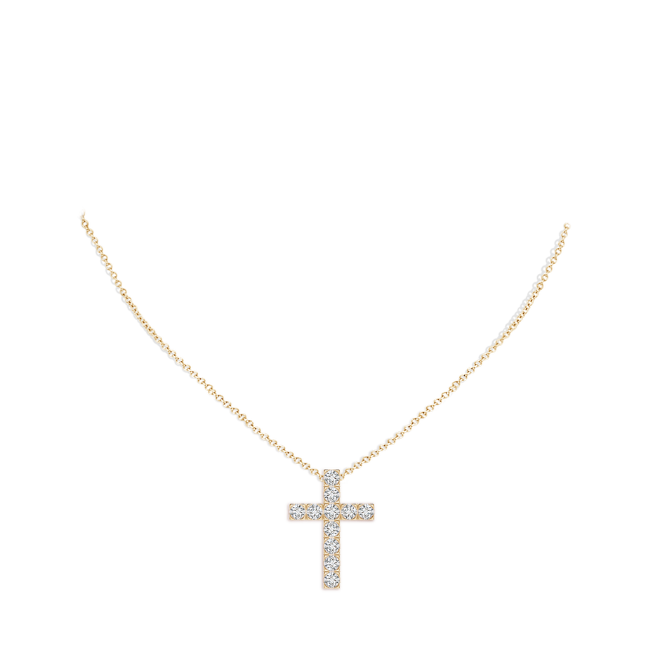 2.5mm HSI2 Flat Prong-Set Diamond Cross Pendant in Yellow Gold pen