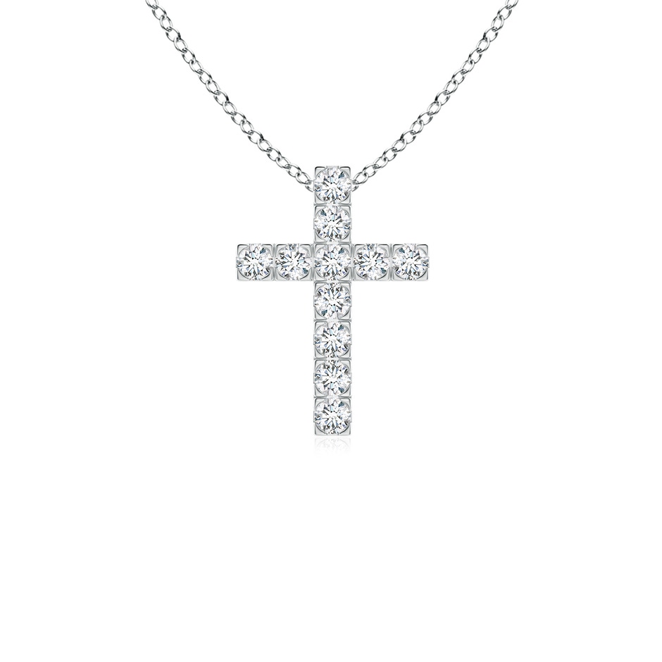 2mm GVS2 Flat Prong-Set Diamond Cross Pendant in P950 Platinum 