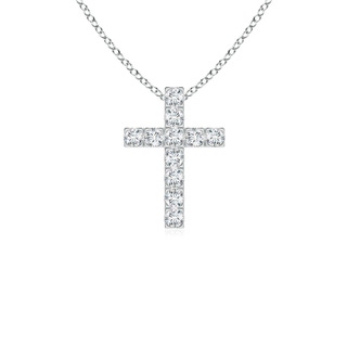 2mm GVS2 Flat Prong-Set Diamond Cross Pendant in White Gold