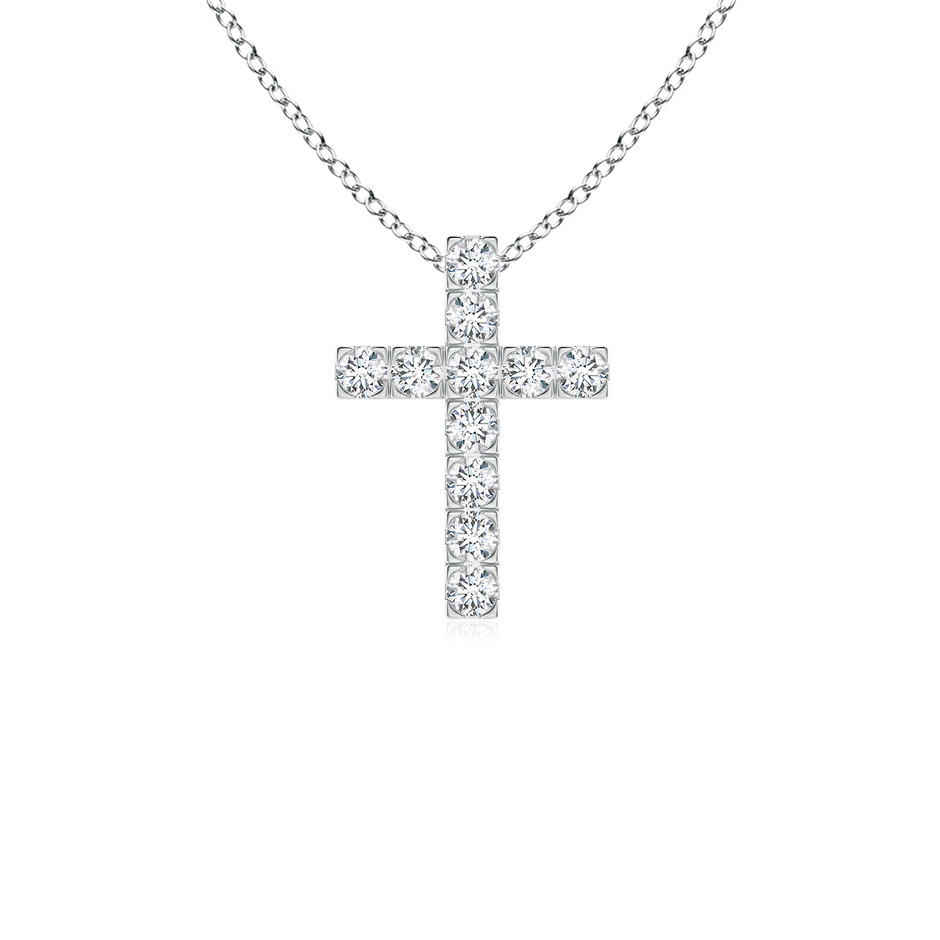 2mm GVS2 Flat Prong-Set Diamond Cross Pendant in White Gold 