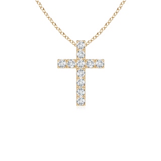 2mm GVS2 Flat Prong-Set Diamond Cross Pendant in Yellow Gold